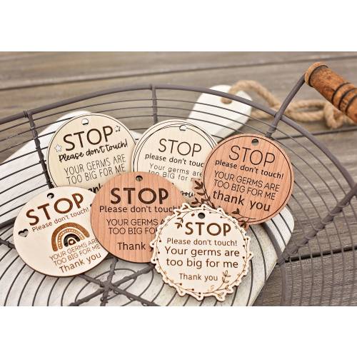STOP Please don&#39;t do not touch my baby | Infant carrier hygiene sign | Newborn stroller card | Carrier Bag Tag