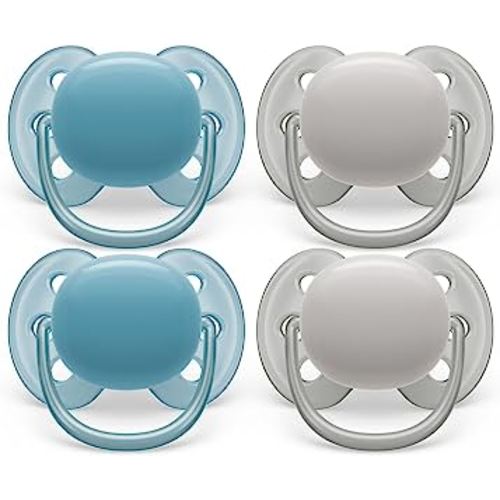Philips Avent Ultra Soft Pacifier - 4 x Soft and Flexible Baby Pacifiers for Babies Aged 6-18 Months, BPA Free with Sterilizer Carry Case, SCF091/27