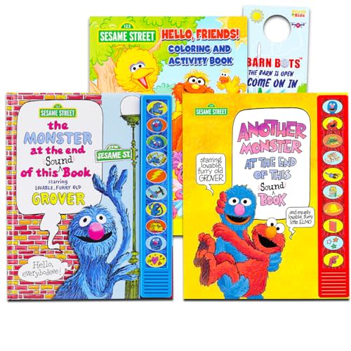 Sesame Street Read Along Books for Toddlers Set | 2 Monster at the End of This Book Interactive Books with Buttons and Sound, Coloring Book, More