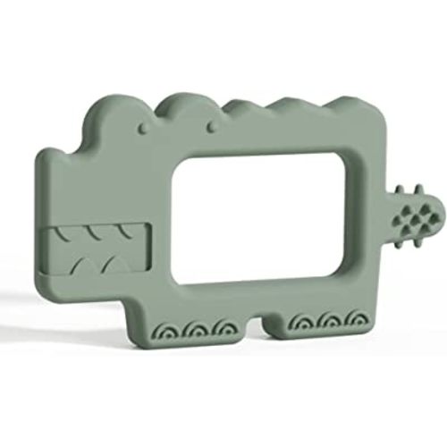 Moonkie Teething Toy, Safe & Easy to Hold BPA Free Silicone Baby Soothing Teethers, Prevent Finger Sucking Teether Toys Best for Babies 0-6 6-12 Months (Crocodile Sage)