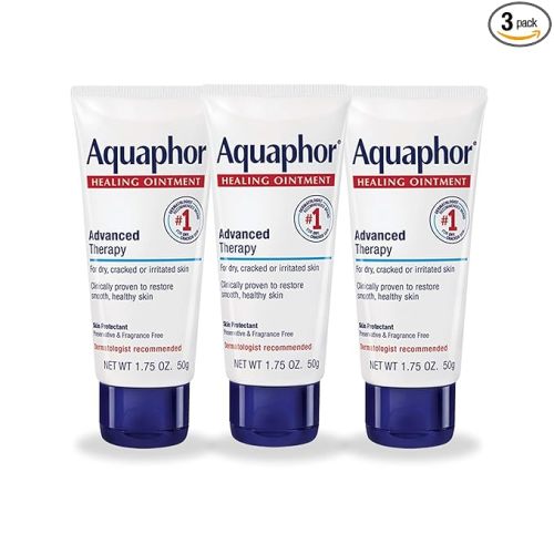 Aquaphor Advanced Therapy Healing Ointment, Hypoallergenic, Fragrance Free Body Moisturizer for Dry Skin and Minor Wound Care, Travel Size Skin Care Set, 1.75 Oz Tube, Pack of 3