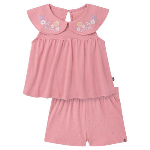 Modern Moments by Gerber Baby and Toddler Girl Ruffle Peter Pant Collar Set, 2-Piece,