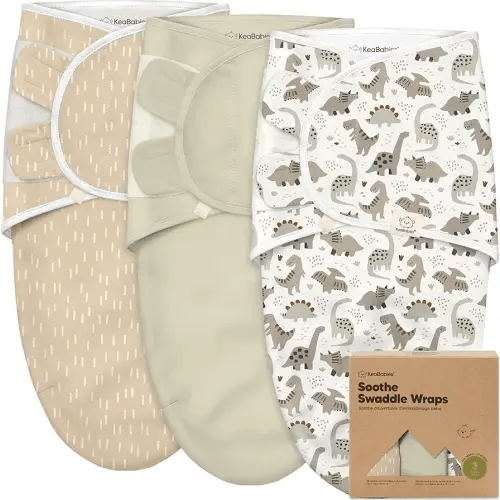 3-Pack Organic Baby Swaddle Sleep Sacks - Swaddles for Newborns, Infant 0-3 Months, Baby Girls, Boys, Soft & Snug Newborn Sleep Sack, Nursery Swaddling Blankets (Dino Ridge)