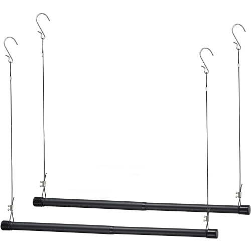 OLIYNEDY Hanging Closet Rod 2 Packs, Length and Height Adjustable Closet Hanging Organizer,25 Inch Height Space-Saving Clothes Hanging Bar