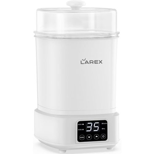 LAREX Bottle Sterilizer and Dryer, Esterilizador de Biberones Compact Baby Bottle Sterilizer and Dryer, Electric Steam Bottle Sanitizer for Baby Bottles, Pacifiers, Pump Accessories