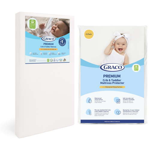 Graco Premium Crib & Toddler Mattress and 2-Pack Mattress Protector Bundle