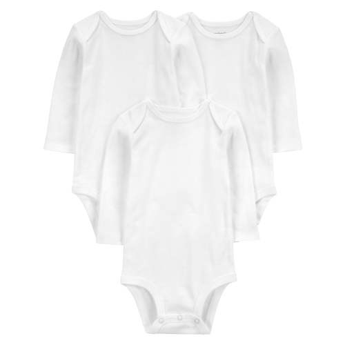 Carter's Child of Mine Baby Unisex Long Sleeve Bodysuits, 3-Pack Sizes Preemie-18 Months