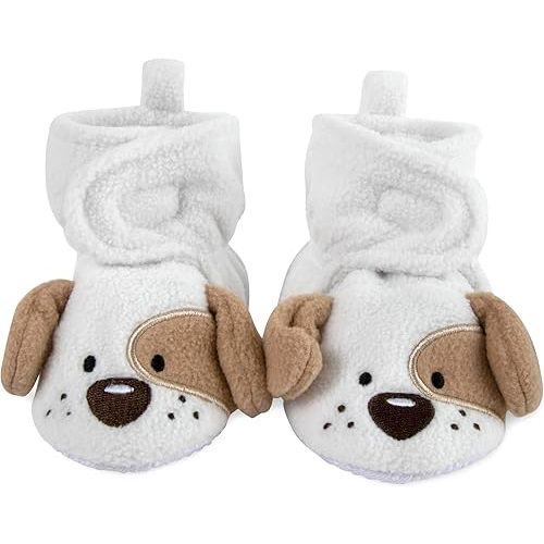 Cozy Fleece Baby Booties- Sherpa Baby Crib Booties Soft Soled Winter Shoes Unisex Fleece Booties Baby Boy, Baby Girl 0-6 Months