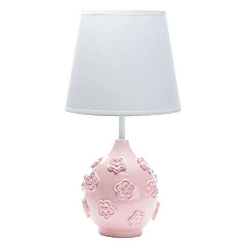 Lambs & Ivy Signature Botanical Baby Pink Floral Nursery Lamp with Shade & Bulb