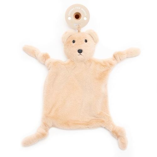 Pacifier Holder with Detachable Pacifier by Bella Tunno, Soft Animal Lovey Snuggle Toy Attaches to Teethers, Baby Gift for Newborn Boys and Girls, Babies 0+ Months, Bear