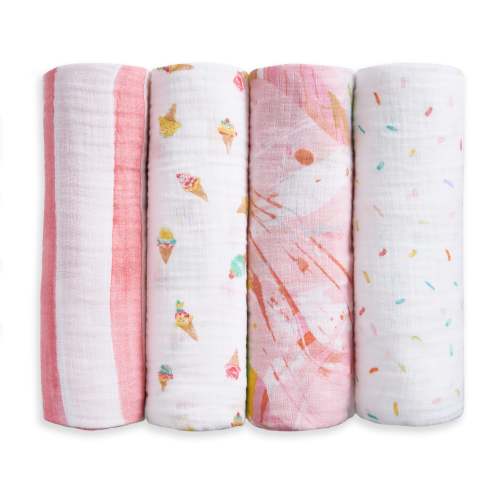 aden + anais  Icecream Dreams Cotton Muslin Swaddle 4 pack