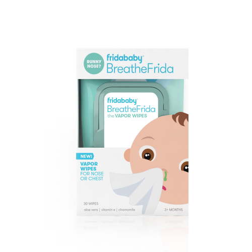 Frida Baby Breathe Frida Vapor Rub Wipes for Kids Decongestant Relief, Cold Medicine with Aloe, 30 Ct