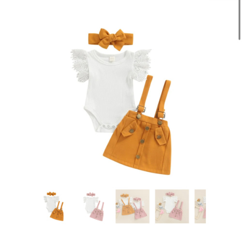 TERESA Overall Skirt Outfit with Headband - Hazel & Bo