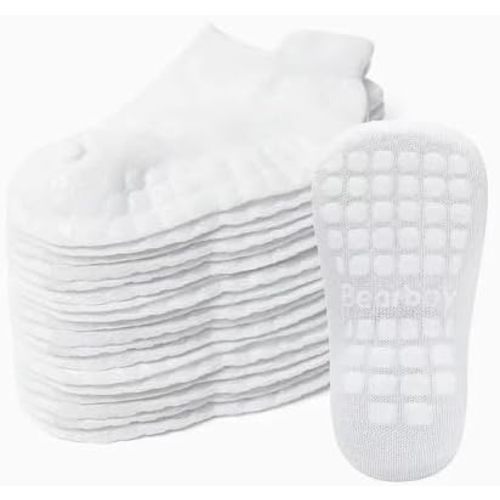 Baby Non Slip Ankle Socks with Grippers (9 Pair) for 0 months-7 years old Walking Socks
