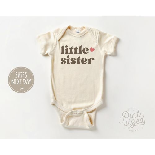 Retro Little Sister Onesie® - Lil Sister Sibling Bodysuit - Little Sister Baby Onesie® Gift