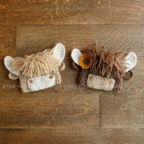 Crochet Highland Cow Hat -Newborn, Infant, Toddler Sizes, Baby boy or girl gift, made to order