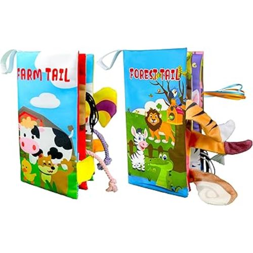 Richgv Baby Toys 0-6 Months, Crinkle Books for Babies 2PCS Infant Tummy Time Toy 6 to 12 Months Touch Feel Book Gifts for Boy Girl 0-3 Month Christmas Stocking Stuffer