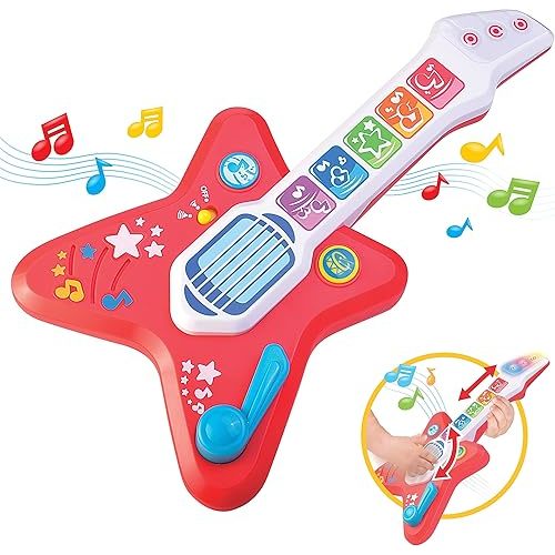 Magic Touch Guitar, Toddler Light Up Music Toy with Volume Control, Infant Touch Sensor Musical Instrument, 3 Modes of Play, Kids Toy Gifts for 12 18 24 Month, 1 2 3 Year Old Boys Girls