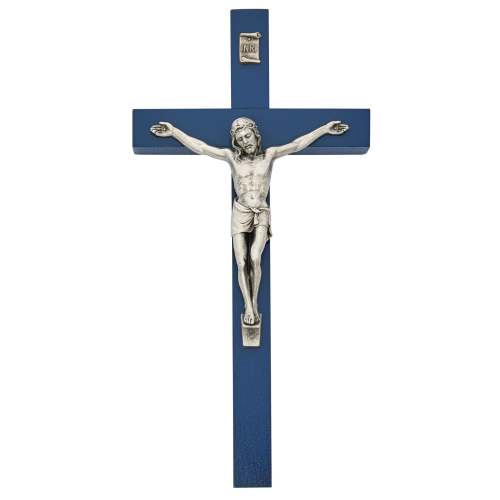 Blue Wood Crucifix