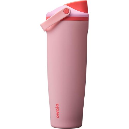 Owala FreeSip Sway Insulated Stainless Steel Water Bottle with Two-Way Spout, Built-In Straw and Bucket Handle, Made for Travel, School, and Sports, 40oz, BPA Free, Leak Proof, Pink Angel Food Cake