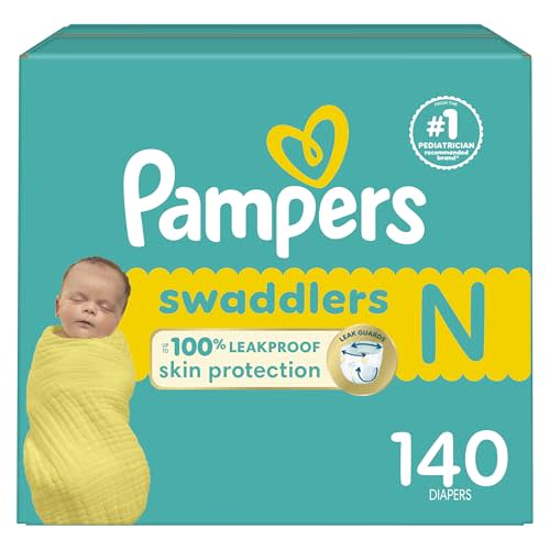 Pampers Baby Diapers - Swaddlers - Size 0, 140 Count, Ultra Absorbent Disposable Newborn Diaper