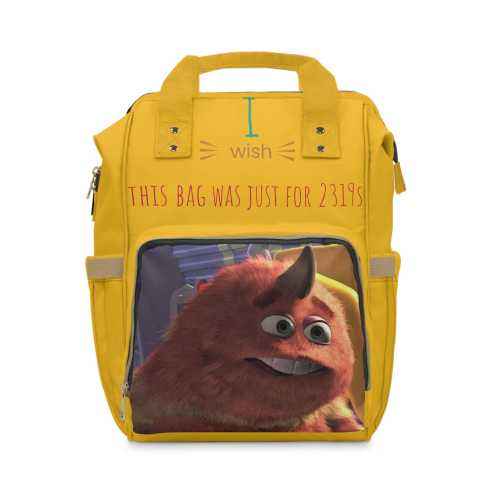 Monsters Inc.-Themed Diaper Bag Backpack for Parents | Stylish Yellow Baby Bag with 2319 Design | Spacious and Durable Baby Shower Gift