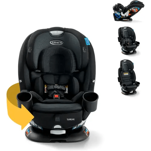 Graco Turn2Me 3-in-1 Rotating Convertible Car Seat, Cambridge, Rear-Facing Rotation, Forward-Facing Mode, Highback Booster Up to 100 lbs, Adjustable Headrest & Harness, Steel Reinforced Frame