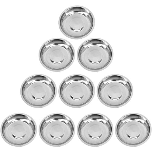 Amazon.com: DOITOOL 10Pcs Stainless Steel Appetizer Plates Round Seasoning Plates Mustard Dessert Dishes Silver Kitchenware Round Metal Plate (8cm) : Home & Kitchen