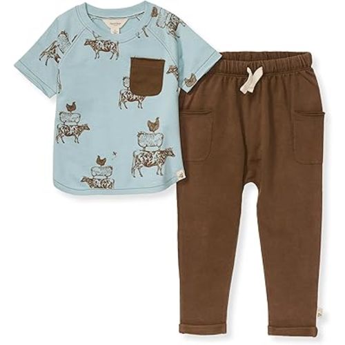 Burt's Bees Baby baby-boys Shirt and Pant Set, Top & Bottom Outfit Bundle, 100% Organic Cotton