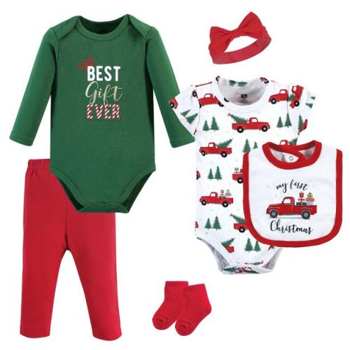 Hudson Baby Infant Girl Cotton Layette Set, Christmas Gift, 9-12 Months