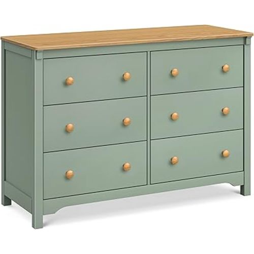 DaVinci Shea 6-Drawer Dresser in Light Sage and Honey, GREENGUARD Gold Certified