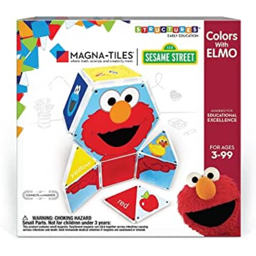 Magna-Tiles “Sesame Street” Toys, Magnetic Kids’ Building Toys from “Sesame Street” Books, Colors with Elmo Magnet Tiles, Educational Toys for Ages 3+, 17 Pieces, by CreateOn