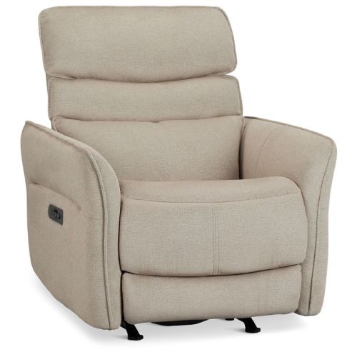 Preston Khaki Fabric Power Recliner With Heat And Massage