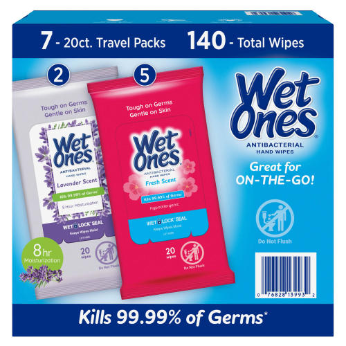Wet Ones Antibacterial Hand Wipes, Fresh Scent & Lavender, 20 ct., 7 pk. - Sam's Club
