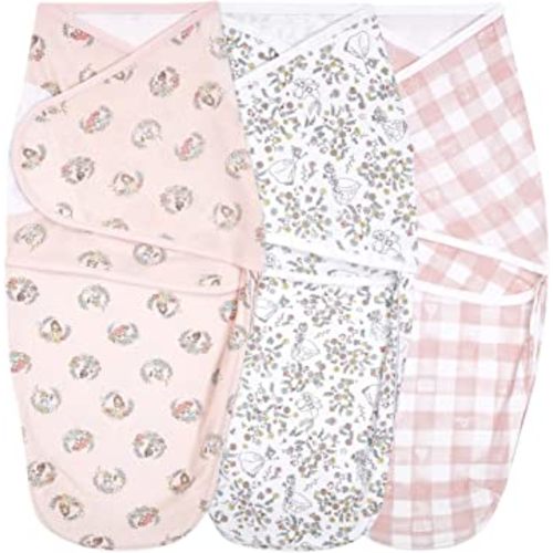 aden + anais, Disney Princess Cotton Knit Baby Wrap, Newborn Wearable Swaddle Blanket, 3 Pack, 0-3 Months