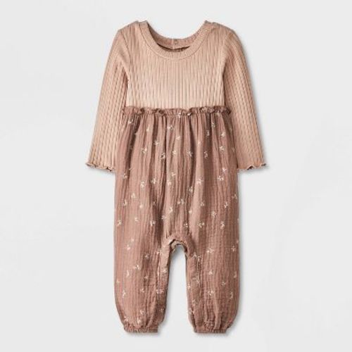 Grayson Mini Baby Girls' Ditsy Floral Long Leg Romper - Brown 0-3m