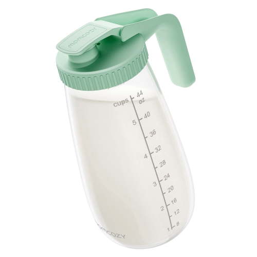 Momcozy Glass Breast Milk Pitcher,Formula Breastmilk Storage Container,Heat & Cold Resistant, No Leak Pitcher with Wide Mouth,48OZ, 1 Count