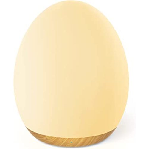 JolyWell Night Light for Kids with Color Changing Mode & Dimming Function, Rechargeable Baby Egg Night Light with 1 Hour Timer&Touch Control, up to 100H, Wood Grain