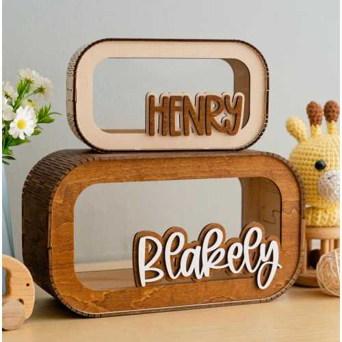 Custom Baby Piggy Bank, Baby Christmas Gifts, Wooden Cash Box, Custom Piggy Bank, Nursery Decor, Engraved Gifts, Gifts For Kids Y22
