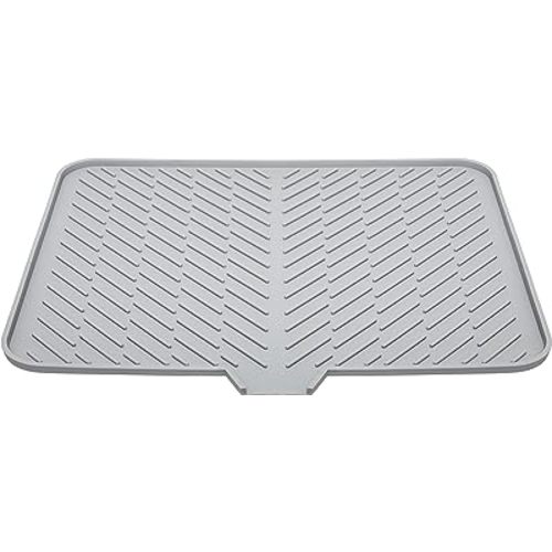 Luxet Silicone Dish Drying Mat with Built-in Drain Lip - Hygienic Drying Pad - Sturdy Compact Easy to Clean Tray Protects Surfaces Prevents Water Build Up - 23 X 17 (Grey)