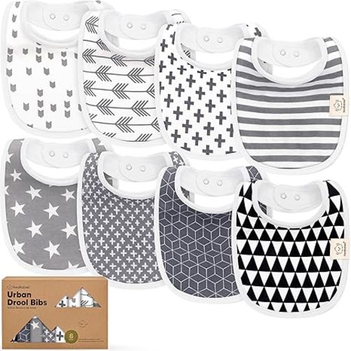 KeaBabies 8-Pack Organic Baby Bibs for Drooling and Teething (Constellation) | Soft Cotton Bibs for Baby Girl, Boy, Extra Absorbent, Easy to Clean & Put On, Toddler, Newborn, Infant 0-24 Months