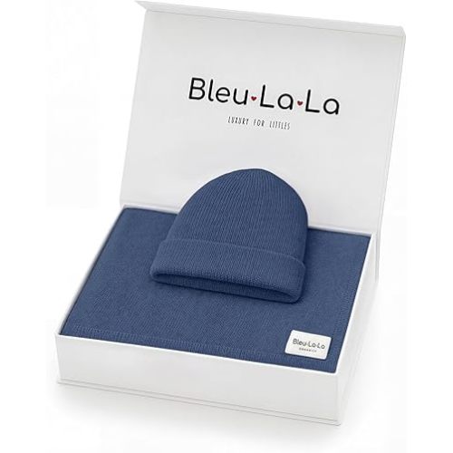 Baby Gift Set - Organic Cotton Newborn Blanket Essentials, Thoughtful Baby Shower & New Baby Gift for Boys & Girls (Luxe - Denim Blue)