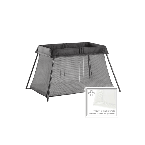 Travel Crib Light: Black - Bundle with Fitted Sheet