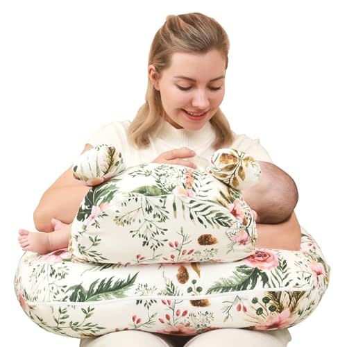 lasoftan Nursing Pillow for Breastfeeding, Breast Feeding Pillow for Mom Support, Adjustable Waist Strap and Removable Cotton Cover, Rose