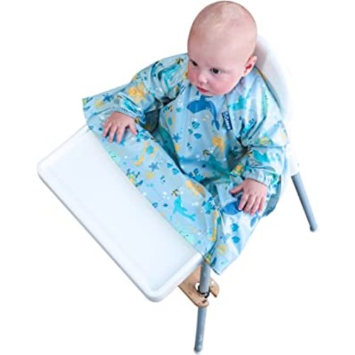 BIBaDO - Coverall Baby Feeding Bibs, Long Sleeve Bib, Easy to Clean Baby Bibs for Eating, Adjustable High Chair Catch All