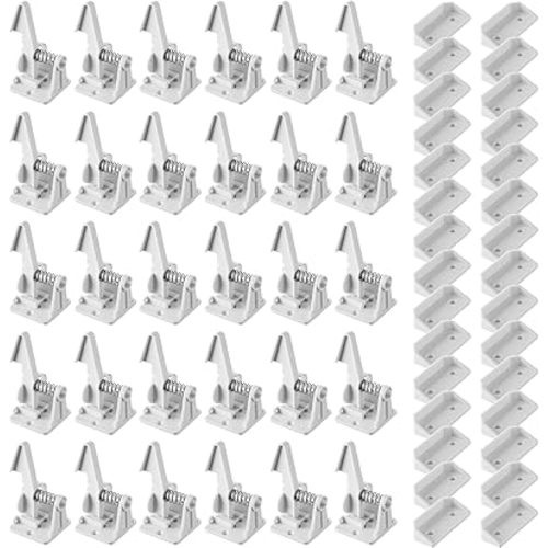 Tuanse 30 Pcs Cabinet Locks Child Safety Latches Invisible Child Proof Cabinet Latches with Screws Self Adhesive Baby Proof Drawer Locks for Kids Home Kitchen Furniture Door Latch(White)