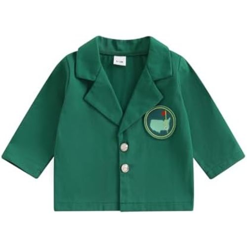 Eadrioss Golf Jacket for Baby Boy Girl First Birthday Outfit Lapel Button Down Green Blazer Coat 1st 2nd Bithday Outfit Gift