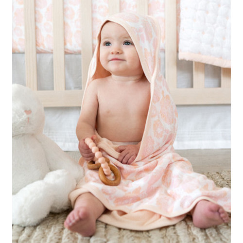 Bamboo Terry Hooded Towel - Floral Burst Vintage Blush