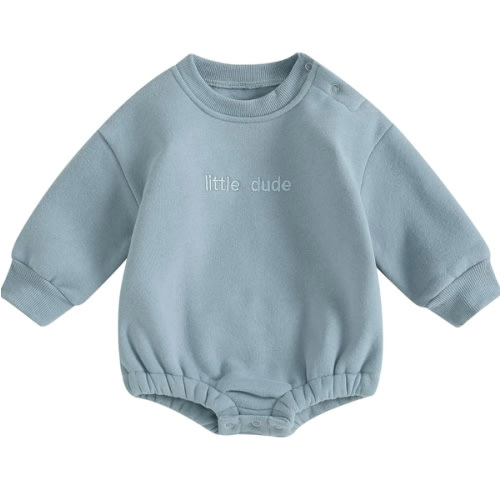 Newborn Infant Baby Boy Girls Oversized Romper Little Dude Sweater Onesie Coming Home Outfit Neutral Clothes