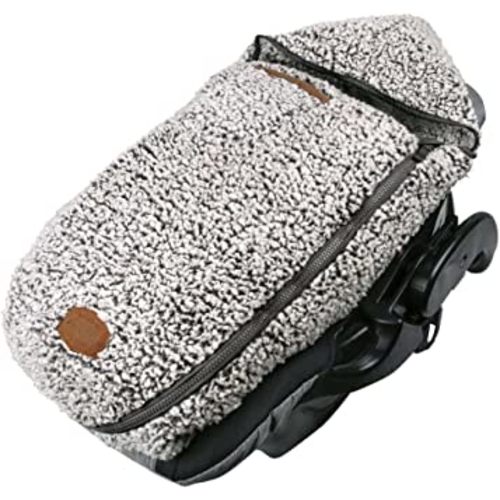 JJ Cole Bundle Me Winter Baby Car Seat Cover and Bunting Bag — Cuddly — Gray— Sherpa Lined Baby Carrier Cover — Winter Baby Essentials